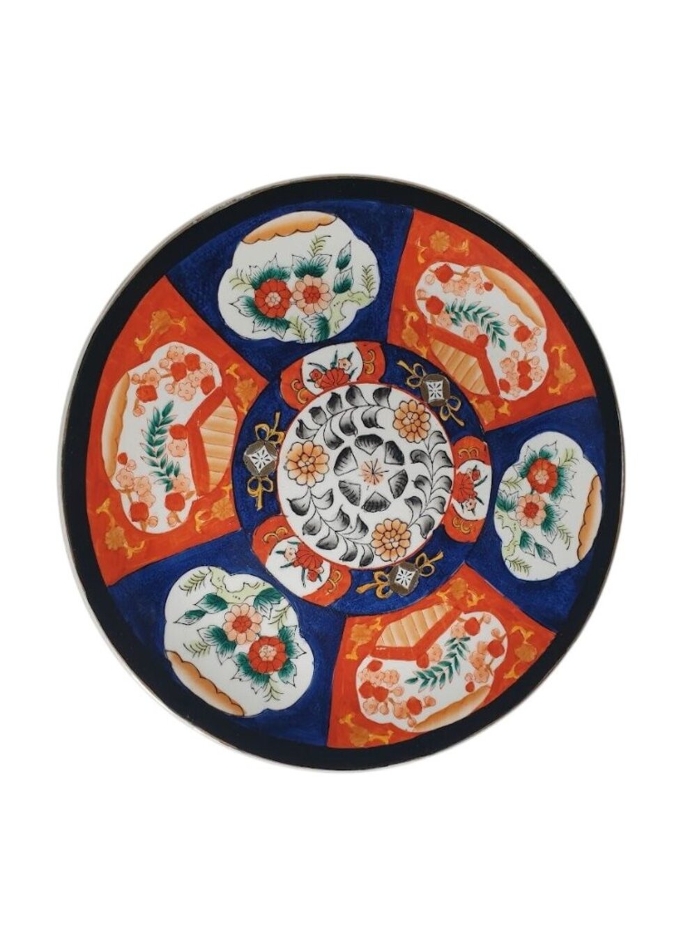 Imari Porcelain Plate Floral Hand Painted Vintage Red Blue Gold Japan Collector